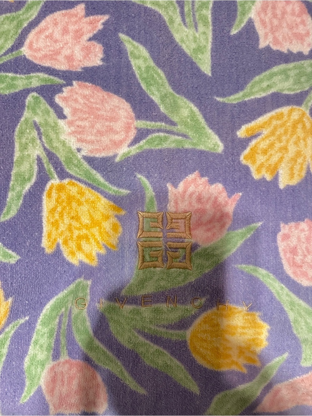 Givenchy Floral Tulip Print Purple Towel